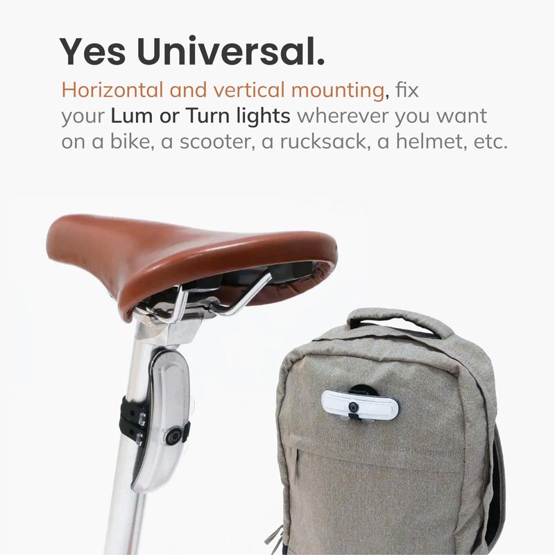 Overade Universal Attachment Kit - 2 Additional Straps & Light Bracket (LUM, TURN) - Multi-Mount (Handlebar, Seat Tube, Luggage Rack, Helmet) - Black, Water Resistant