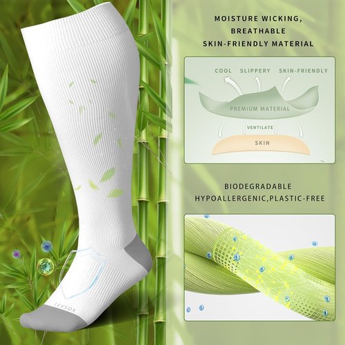 LEVSOX Wide Calf Compression Socks - 15-20mmHg Knee High Support Stockings for Circulation | Plus Size
