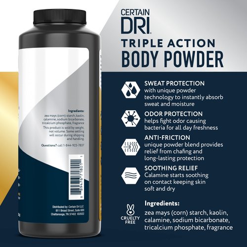 Certain Dri Body Powder - Talc-Free Anti-Chafing & Anti-Itch with Calamine - Maximum Sweat Absorption, Moisture Control, & Odor Protection - Doctor-Recommended - 8 oz - Pack of 2