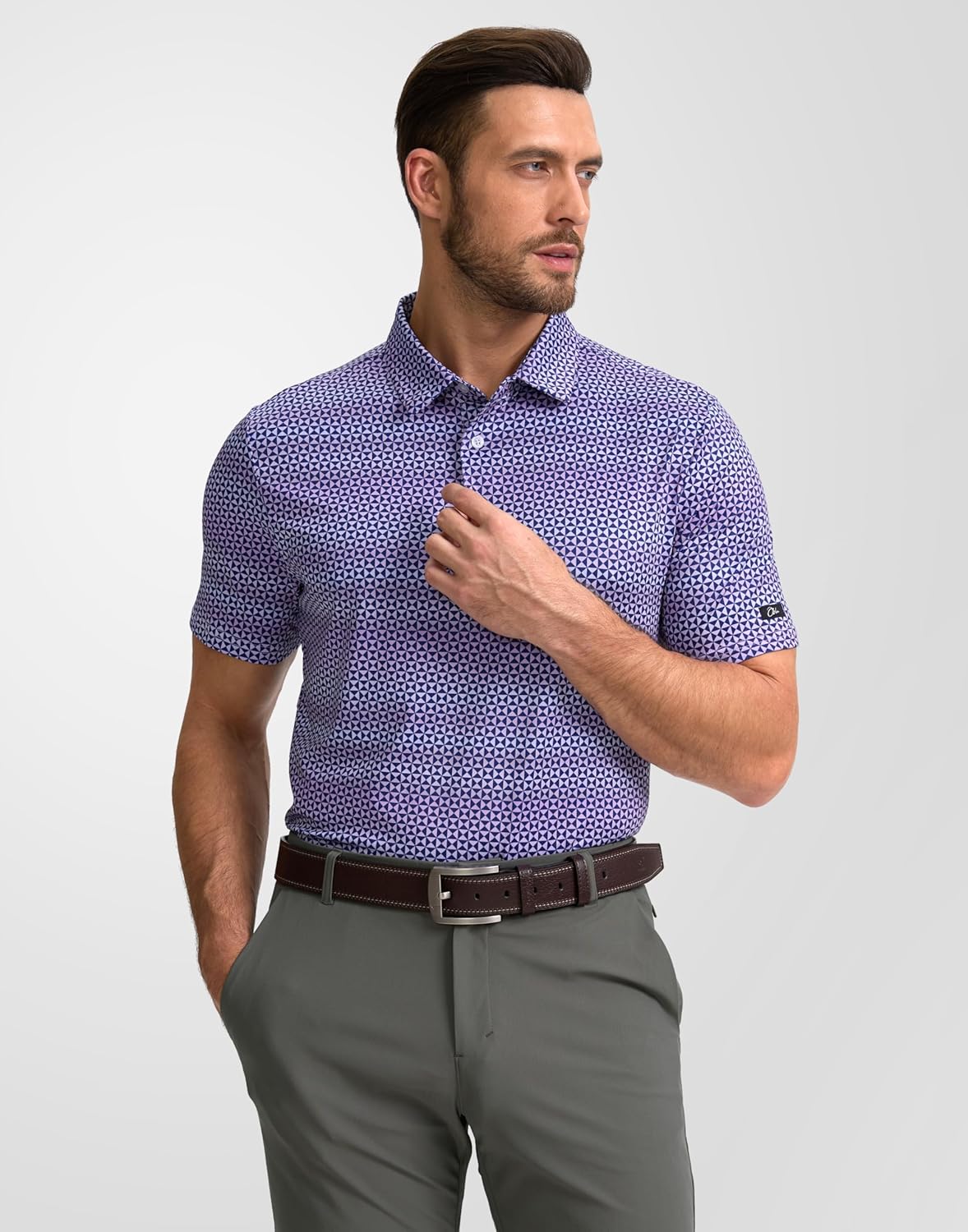 Obla Men's Golf Polo Shirt - Short Sleeve Moisture-Wicking Performance Tee | Casual Print Design