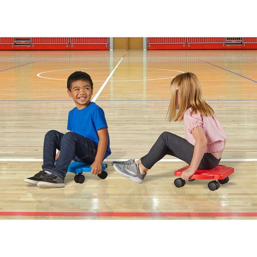 hand2mind Blue Indoor Scooter Board with Handles, Sit Down Floor Scooter, Gym Activities for Kids, Indoor Sport Recess Games, Physical Education Equipment, Gross Motor Toys