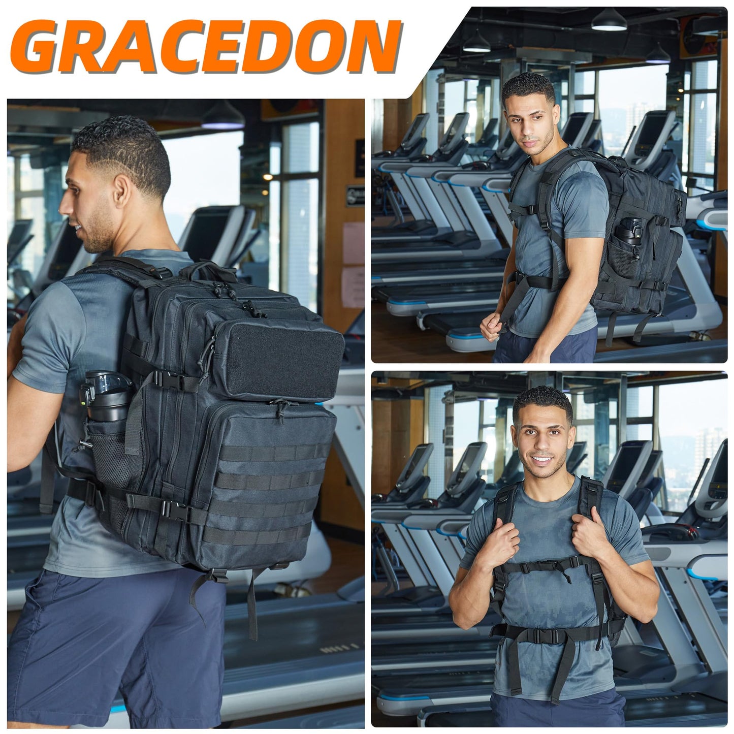 gracedon Tactical Backpack - Military Molle Bag 3 Days Pack for men and Women Large Assault Rucksack 45L (Green)