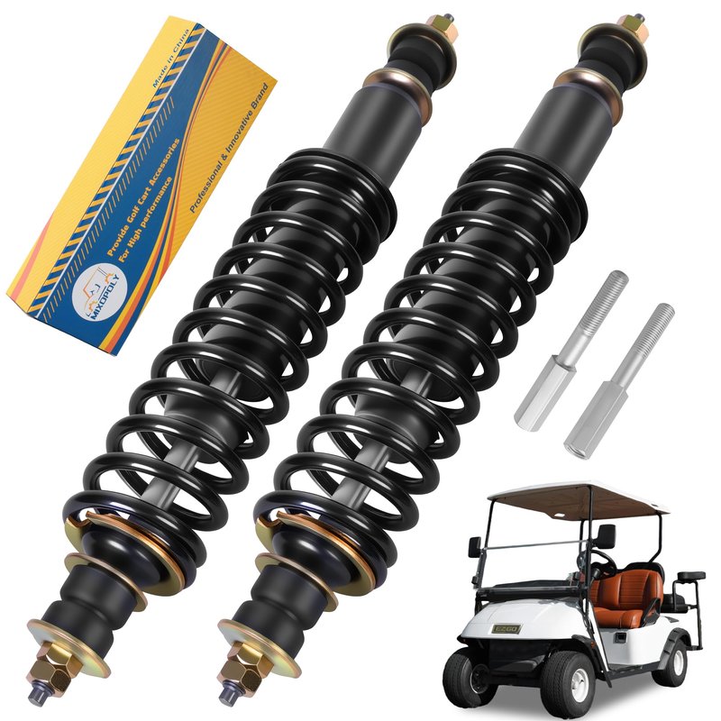 2 Packs Front and Rear Golf Cart Shock Absorbers Replacement for EZGO TXT/Medalist 1994-up Gas & Electric Models with Heavy Duty Coil Springs Replace OEM 70928-G01 76418-G01 70630-G01