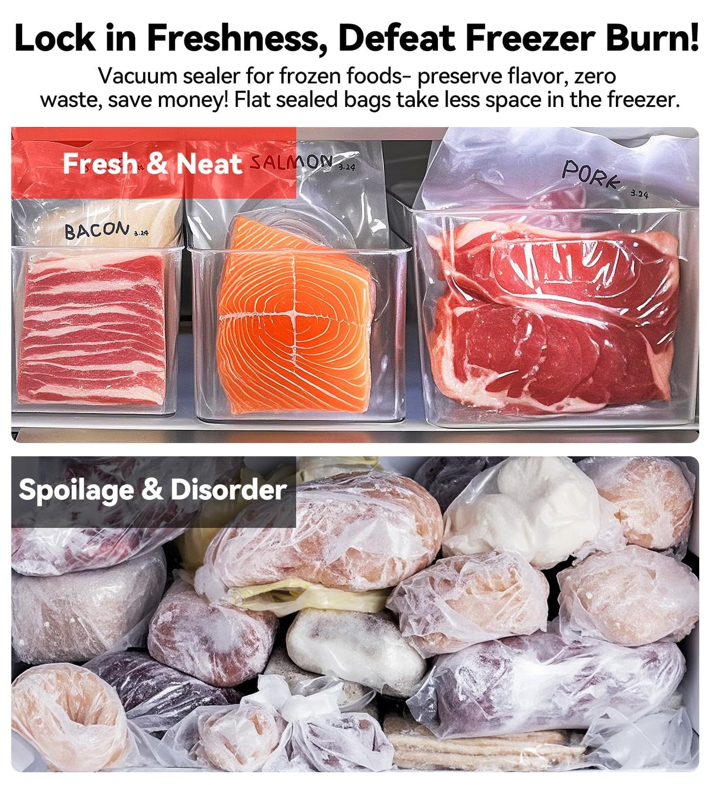 Flekzo Vacuum Sealer Machine for Food - Fast-Compact, Multi-Functional, Continuous Vacuuming, with External Vacuum System - For Meal Prep, Meat, Bulk Storage, Sliver Black