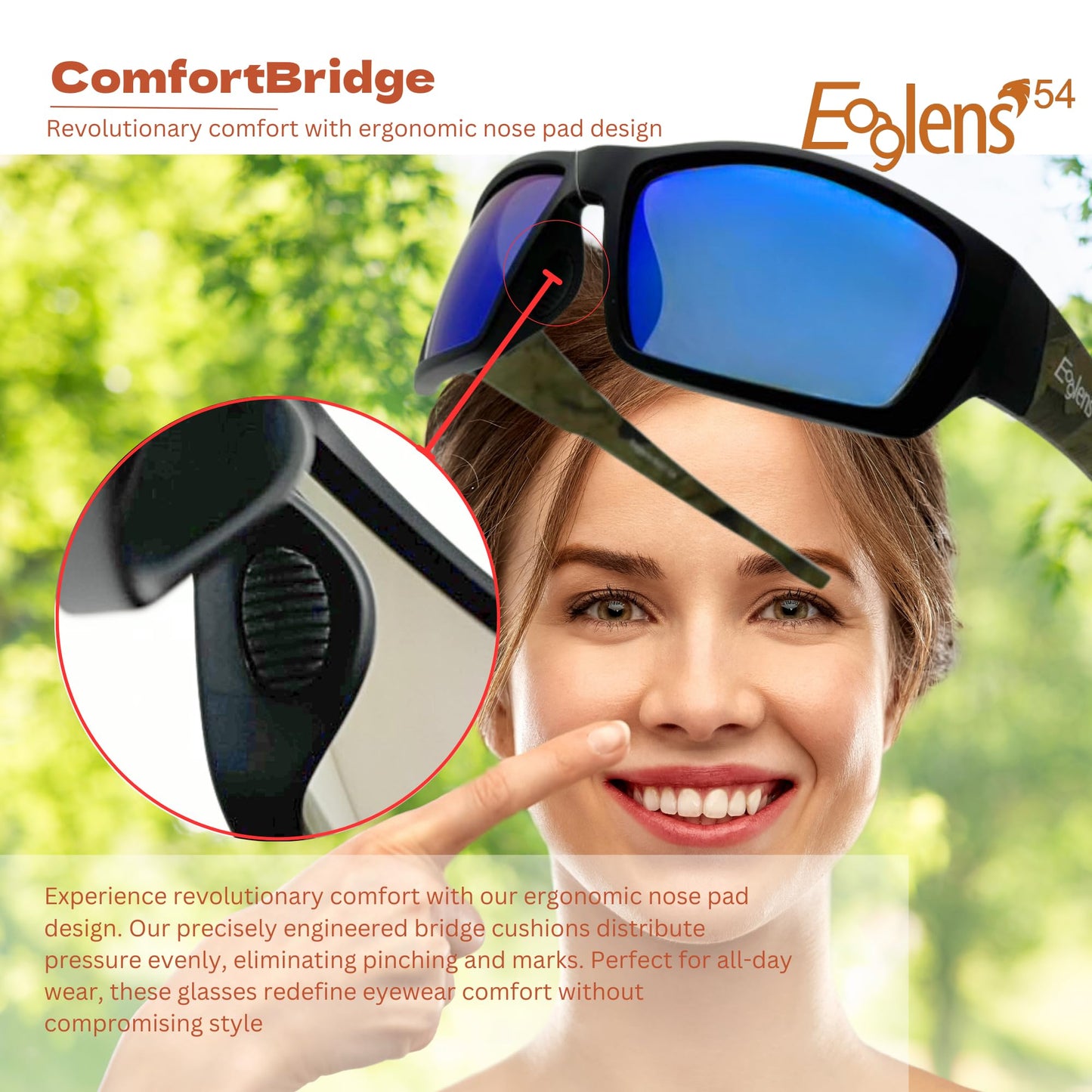 Eaglens.54 Green mirror Polarized fishing Sunglasses for Men Women Running Golfing Cycling Hiking Outdoor
