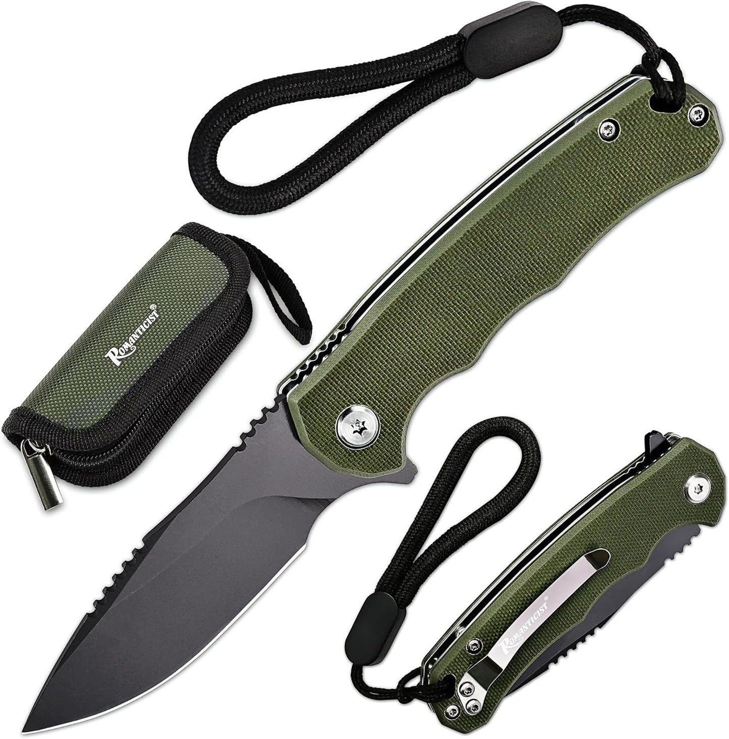 Romanticist Folding Pocket Knife - 3.15" D2 Steel Blade & Non-Slip G10 Handle | Ideal for Camping & Hiking