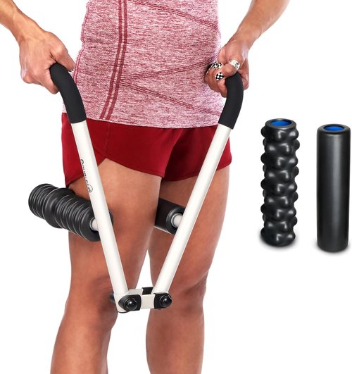 DoubleUP Roller Therapy Kit - Muscle Massager with Lever-Action Control | Quick-Change Rollers - White