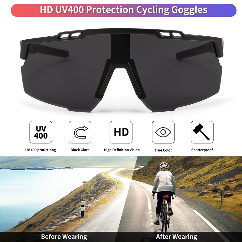 FEISEDY Sports Sunglasses for Men and Women, UV400 Protection Cycling Goggles Golf Baseball Driving Fishing B0022