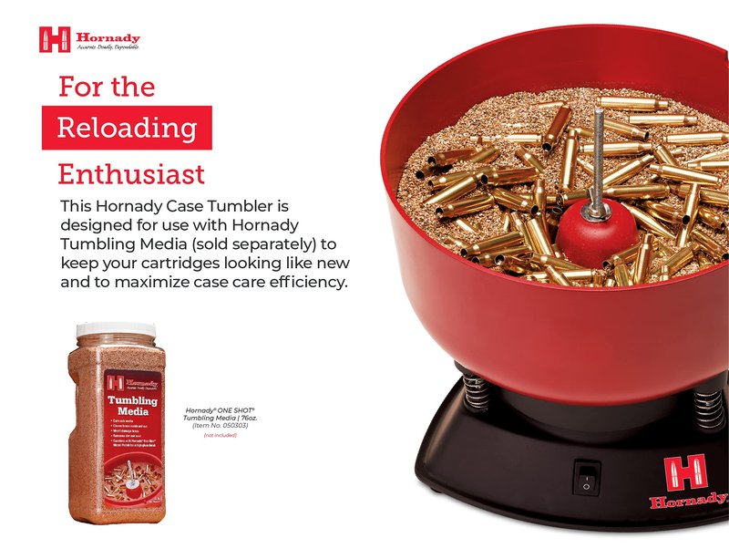 Hornady M-1 Case Tumbler – Clean and Polish Brass Cartridges Quickly and Efficiently – Holds up to 400 .38 Special Cases, Use with Hornady Tumbling Media – Item 050202