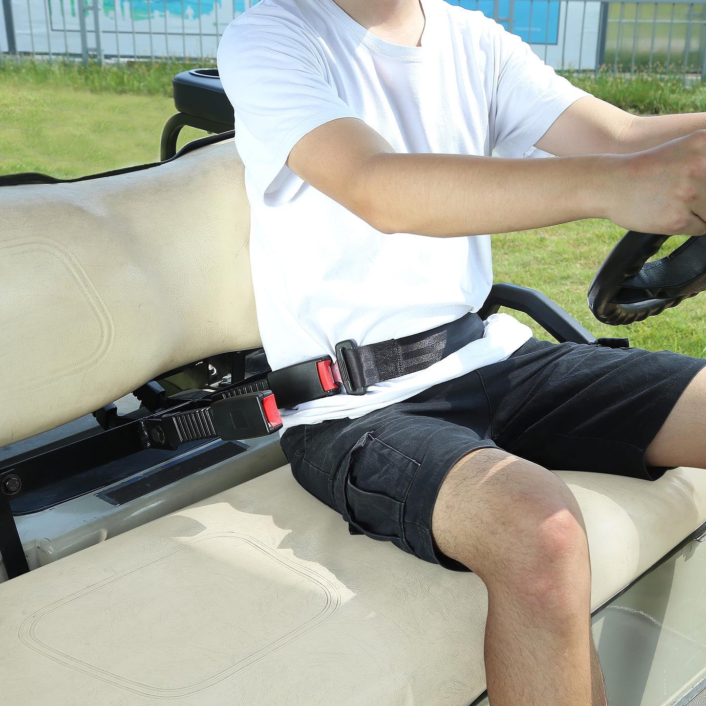 10L0L Golf Cart Seat Belts Kit, 42" Retractable Belts with Bracket for 4 Passengers (2+2) Fits EZGO TXT RXV, Yamaha, Club Car DS - Street Legal Upgrade