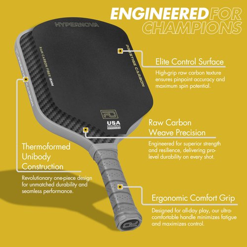 Prestige Carbon HYPERNOVA Pickleball Paddle - 16mm Theraformed Full Carbon Fiber for Ultimate Power, Control & Spin - Designed in The US - Lightweight, Durable, and Performance-Driven Design