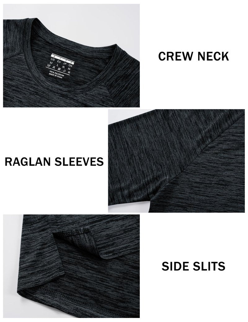 TACVASEN Mens Workout Shirts Dry Fit Tshirts Short Sleeve Athletic T-Shirts Crew Neck Running Gym Shirt for Hiking Black