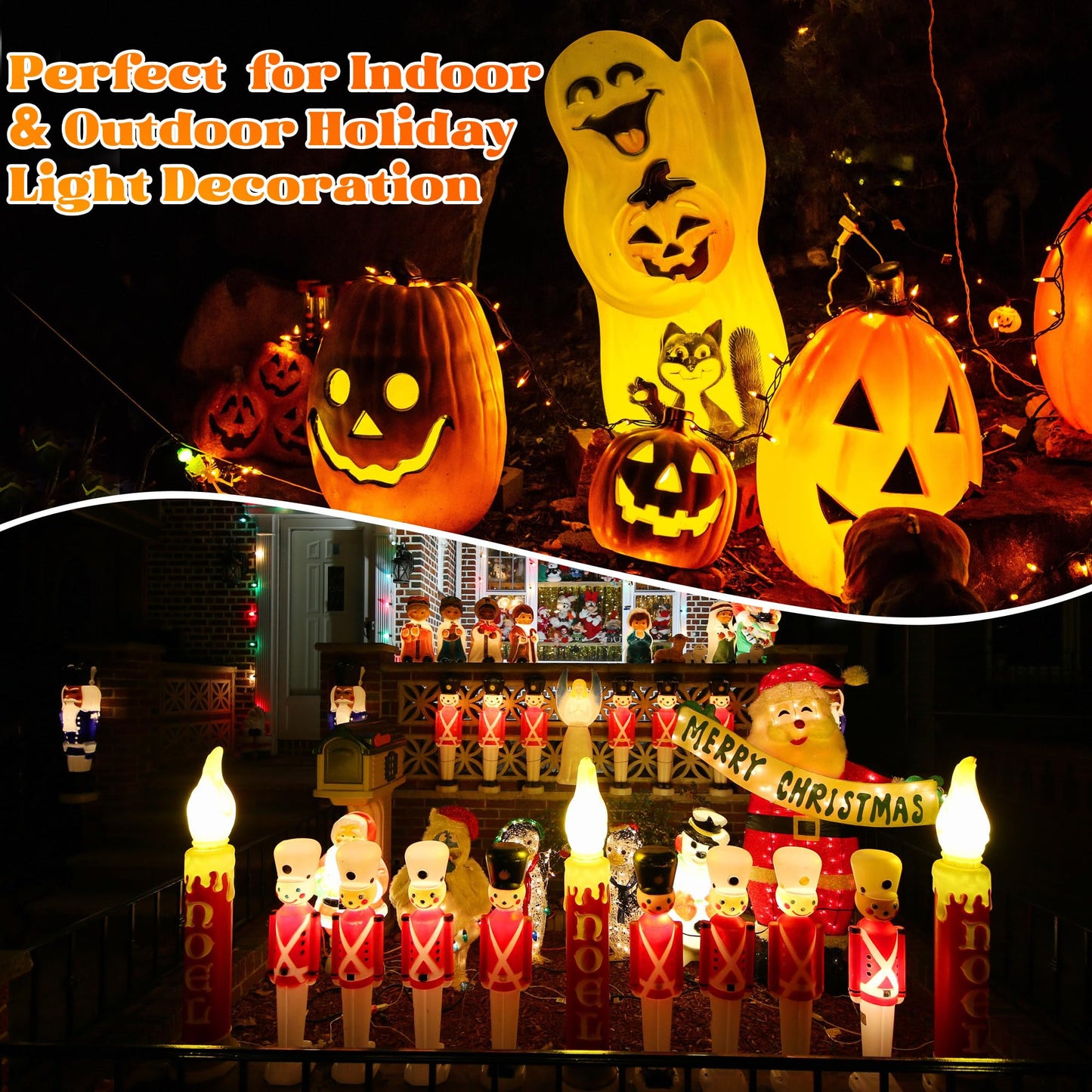 Meonum 18 Set Blow Mold Light Kit Replacement, E27 E26 Single Light Cord Kit with Switch Fuse Plug, for Indoor Outdoor Halloween Christmas Village House Craft Decorations and Salt Lamp