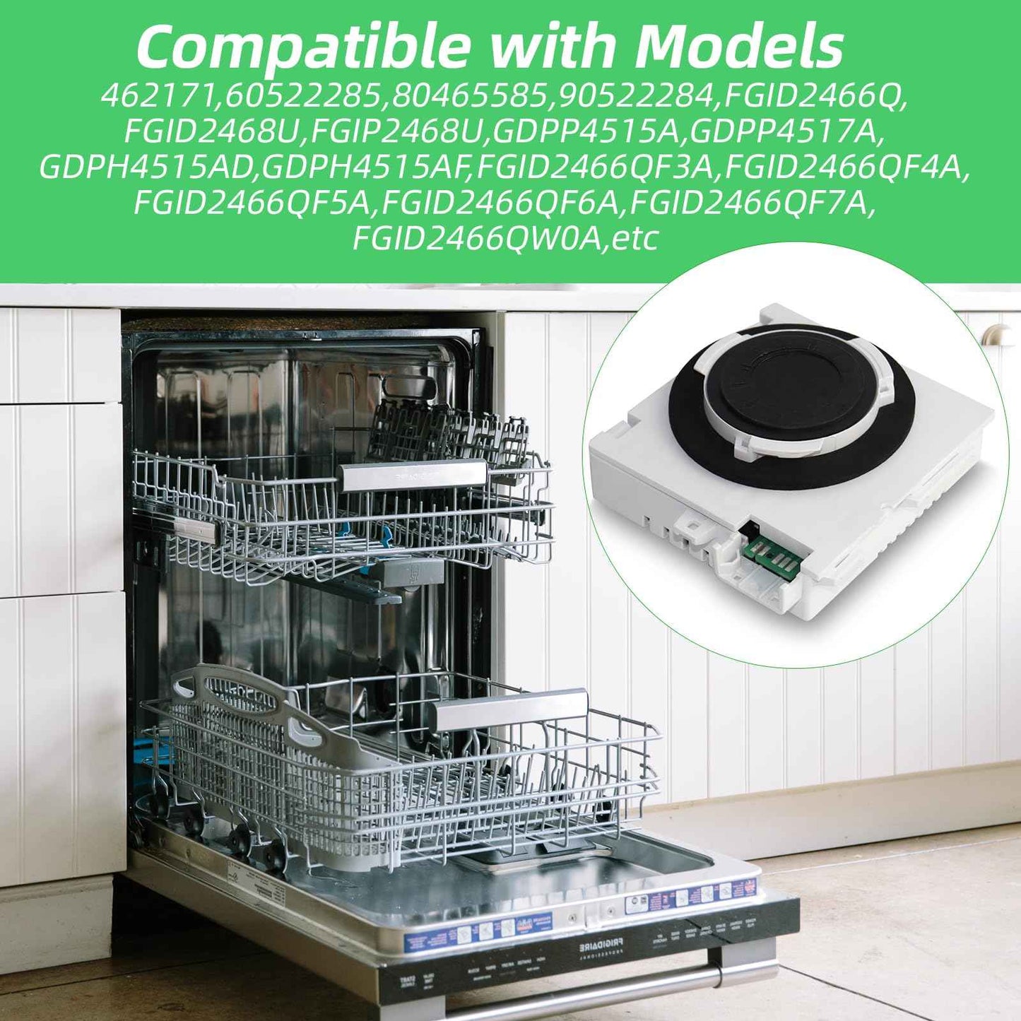 5304523304 154861101 Dishwasher Vent Assembly for Frigidaire Kenmore, Dishwasher Fan Motor Replacement FGID2466QF6A FGID2466QF5A FGID2466QF4A FGID2466QD1A FGIP2468UF0A, 154773301 154682301 AP6977370
