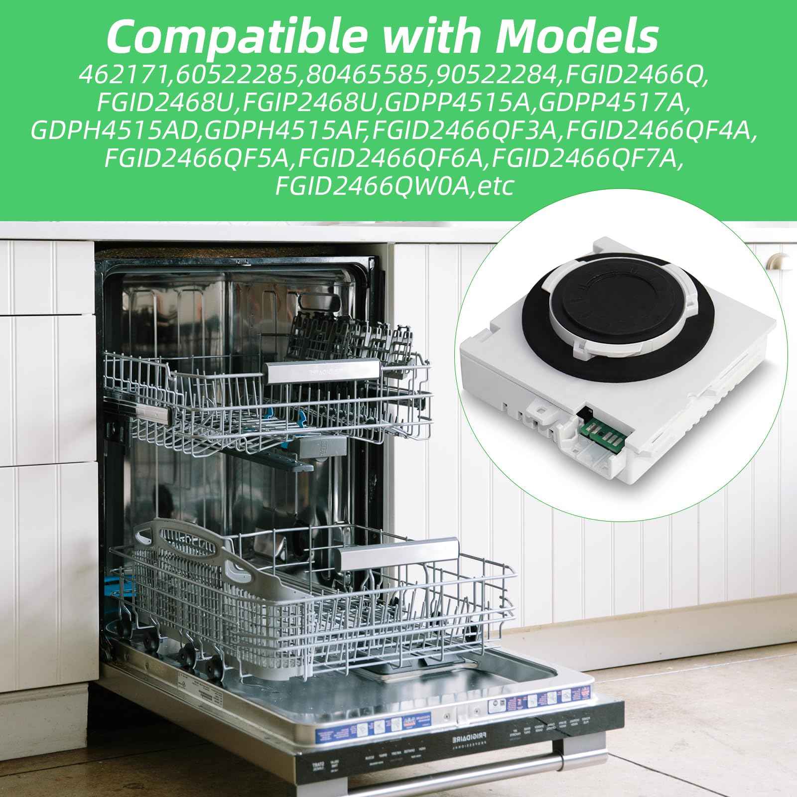5304523304 154861101 Dishwasher Vent Assembly for Frigidaire Kenmore, Dishwasher Fan Motor Replacement FGID2466QF6A FGID2466QF5A FGID2466QF4A FGID2466QD1A FGIP2468UF0A, 154773301 154682301 AP6977370