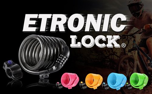 Etronic Bike Lock M6 - 6 Feet Long Coiled Security Cable Lock with Resettable Combo | Mounting Bracket Included