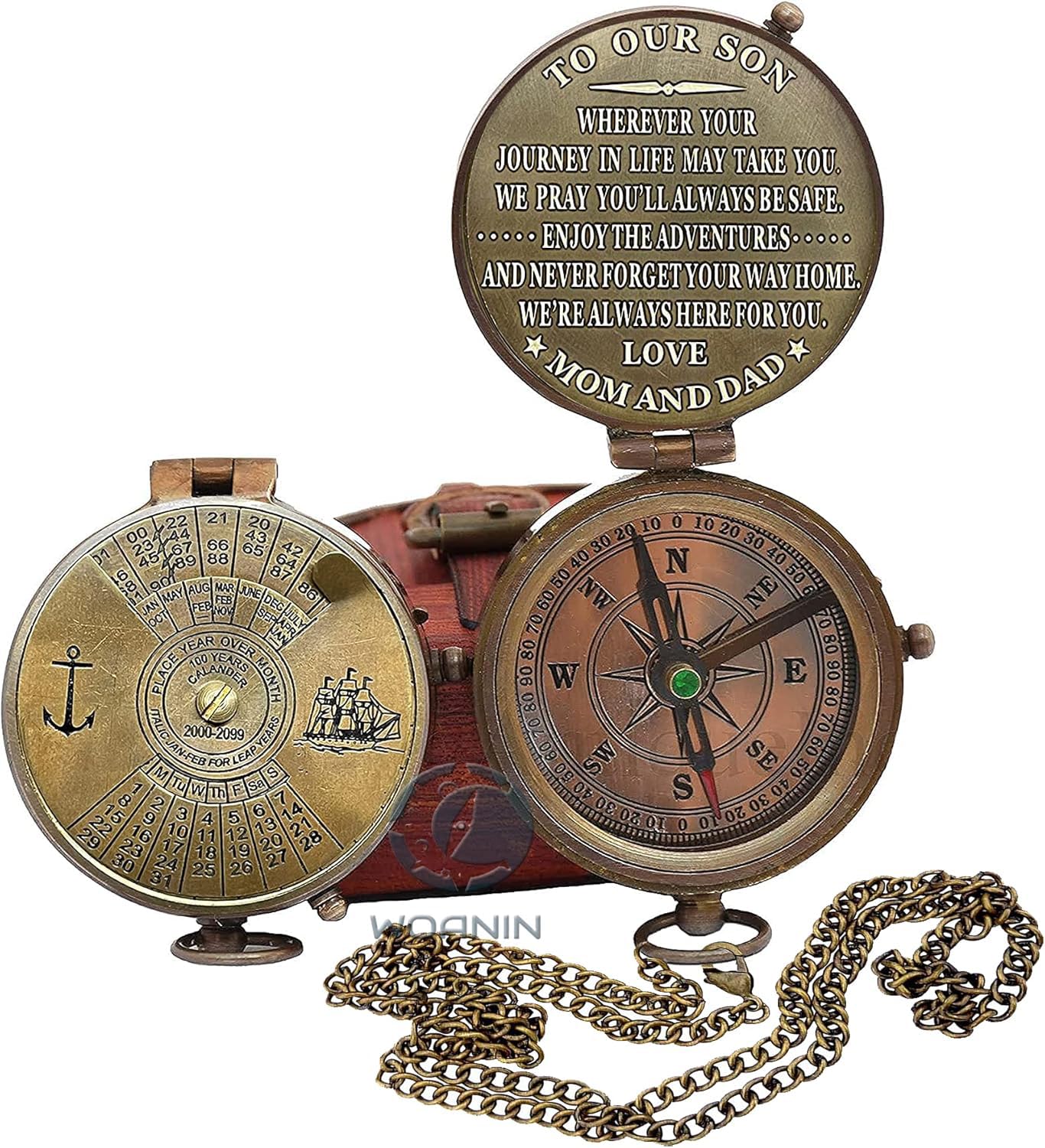 Personalized Son Gifts, to Our Son Gift Compass / 100 Year Calendar Compass, Personalized Compass Gift for Son/to Our Son Gifts/Son Gift (Our Son- Mom & Dad)