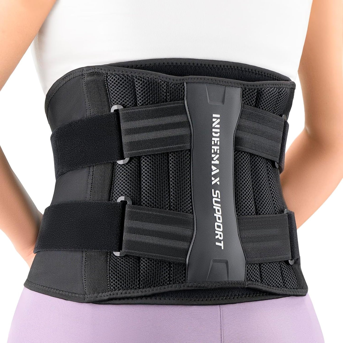 Skiennix Back Brace - Lumbar Support Belt for Pain Relief | Breathable Design with 7 Stays - Size M