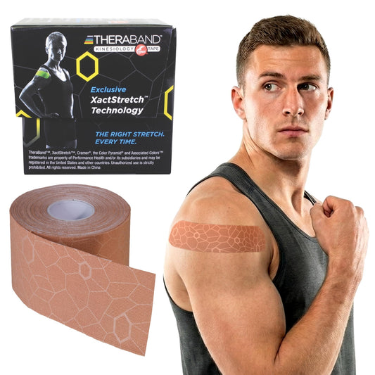 THERABAND Kinesiology Tape, Knee, Athletic, Shoulder, Roll, 2", Beige/Beige