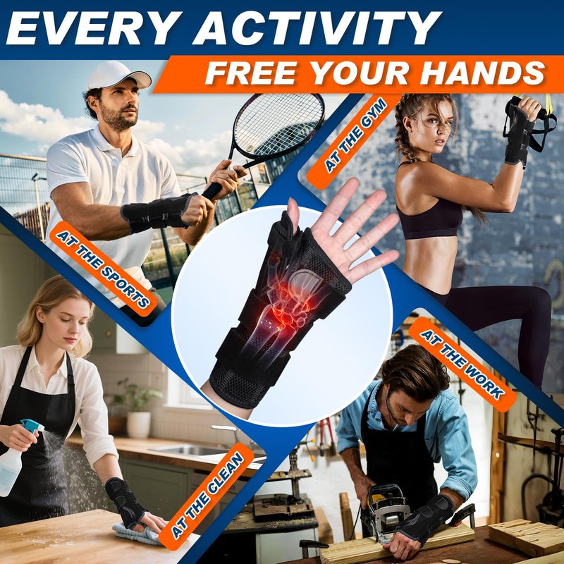 TISMOD Wrist Brace with Thumb Support,Thumb Spica Splint Left Hand for De Quervain's Tenosynovitis Brace, Thumb Brace Left Hand for Women/Men, One Size-Black-Left