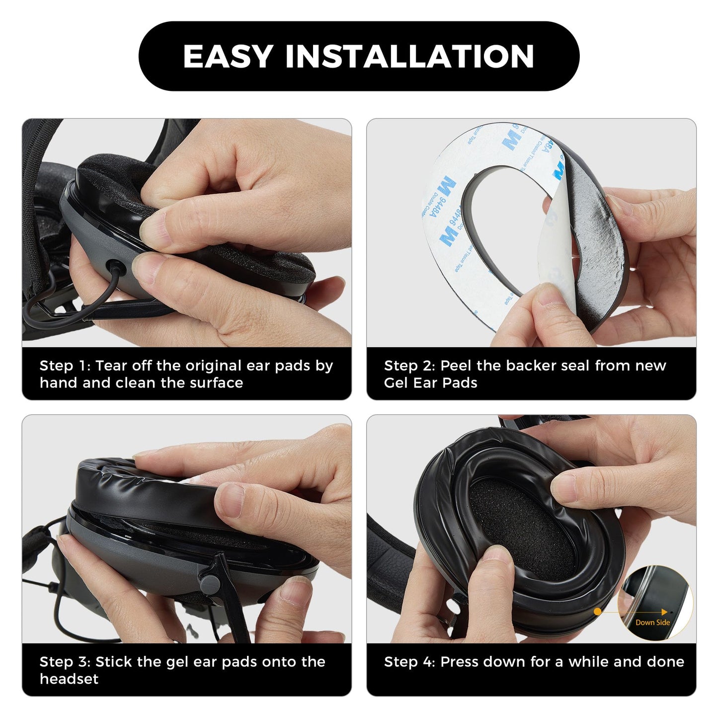 Soft Gel Ear Pads for 3M WorkTunes Series,Compatible with Peltor Sport RangeGuard TAC100 300 500 Shooting Range Earmuffs,Gel Ear Cushion,Hearing Protection Replacement Gel Ear Cups