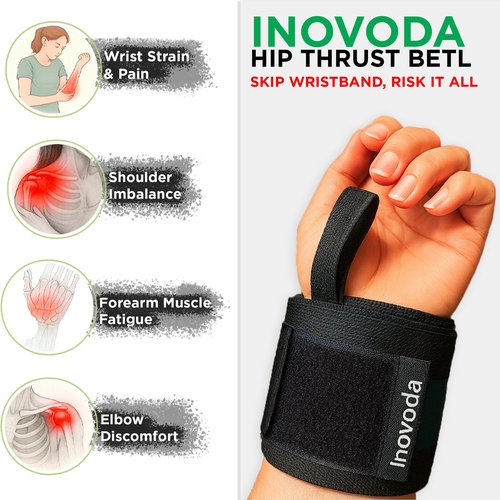 Hip Thrust Belt for Women & Men | Heavy-Duty Glute Workout Equipment with Traction Straps, Wristbands, Carabiners & Carry Bag | Supports Dumbbells, Kettlebells & Plates Up to 300-lbs | Home & Gym Training Belt