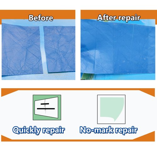 WENSSKKU Clear Repair Tape for Awning, Tarp, Canvas, Fabric, RV Roof, Underbelly, Boat Covers, Sail, Tent etc, Outdoor Repair Tape Heavy Duty, Thickened,Waterproof