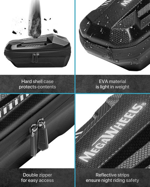 MEGAWHEELS Electric Scooter Bag,Universal Waterproof Escooter Handbar Hanging Bag Wtih 3 Independent Pockets For Carrying Chargers, Phone, Keys,Tools，3L,Tool-Free Installation