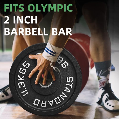 Fitvids Olympic Cast Iron 2-Inch Weight Plate for Strength Training & Weightlifting – Multiple Weights Available – 25LB (Pair) – Standard