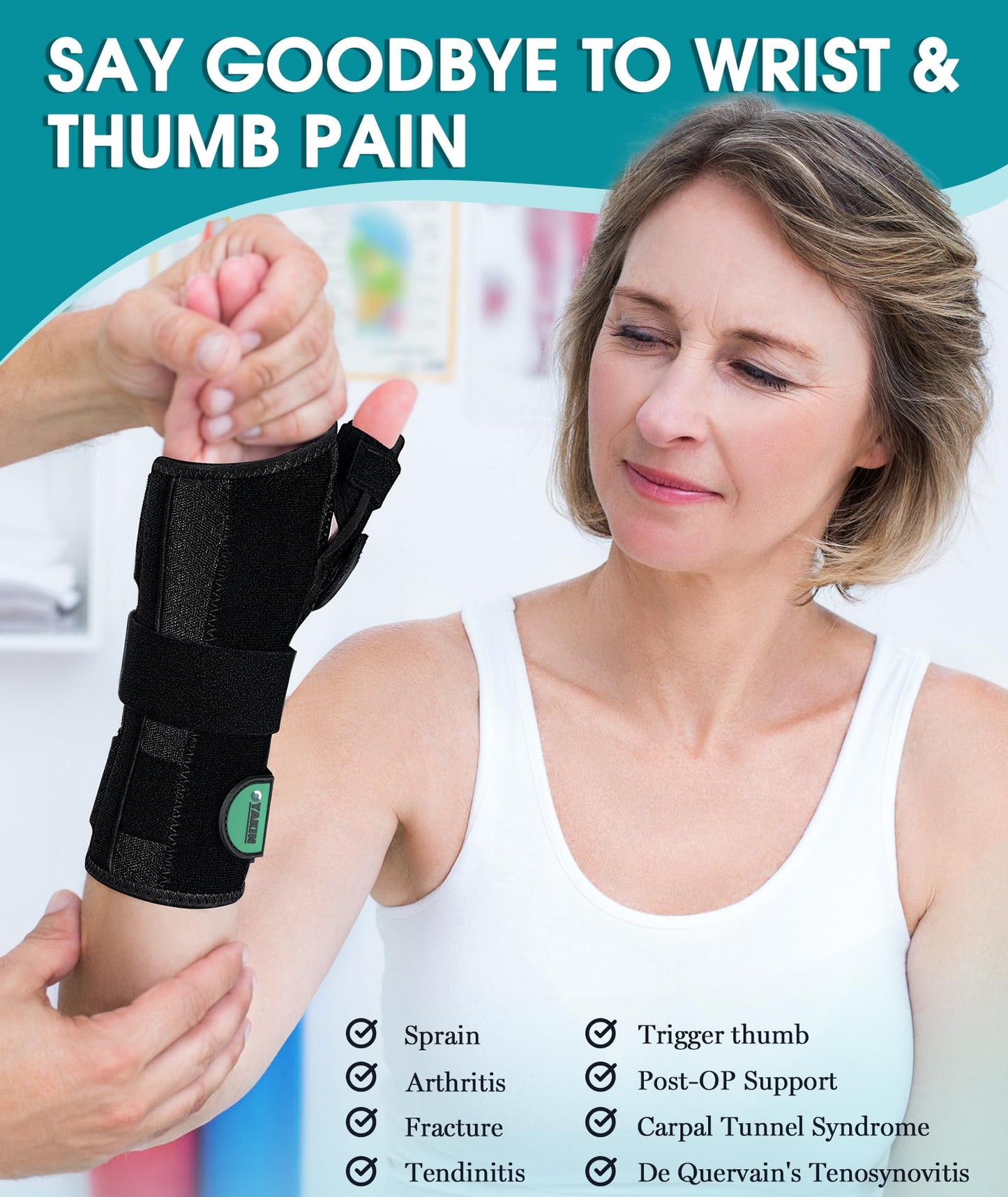 Oyakin Wrist Brace with Thumb Support for Carpal Tunnel, Thumb Brace for De Quervain's Tenosynovitis, Tendonitis, Thumb Spica Splint Right Hand, Wrist Support Men and Women