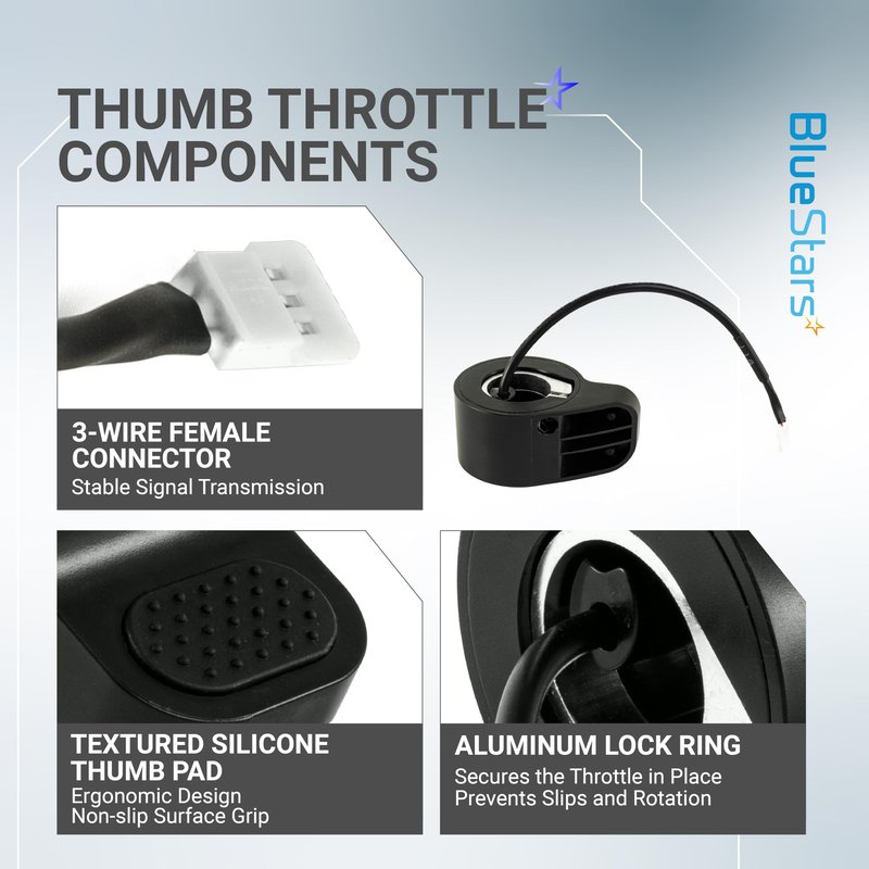BlueStars Electric Scooter Thumb Throttle Compatible with Gotrax GXL V2/ Apex/Apex Pro/Apex XL/XR Elite - Electric Scooter Throttle Replacement (Female Plug)