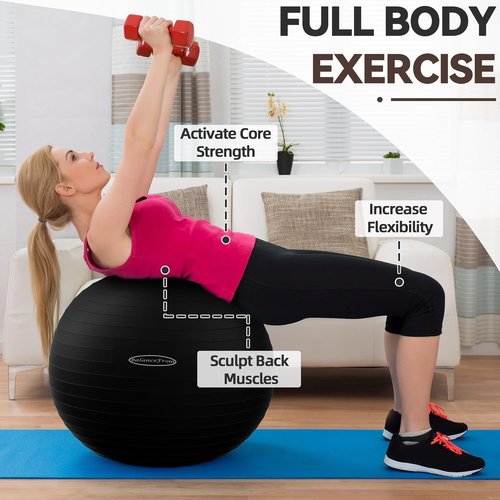 Fitvids Exercise Ball - Anti-Burst Fitness & Yoga Ball with Quick Pump | Slip Resistant, 65cm