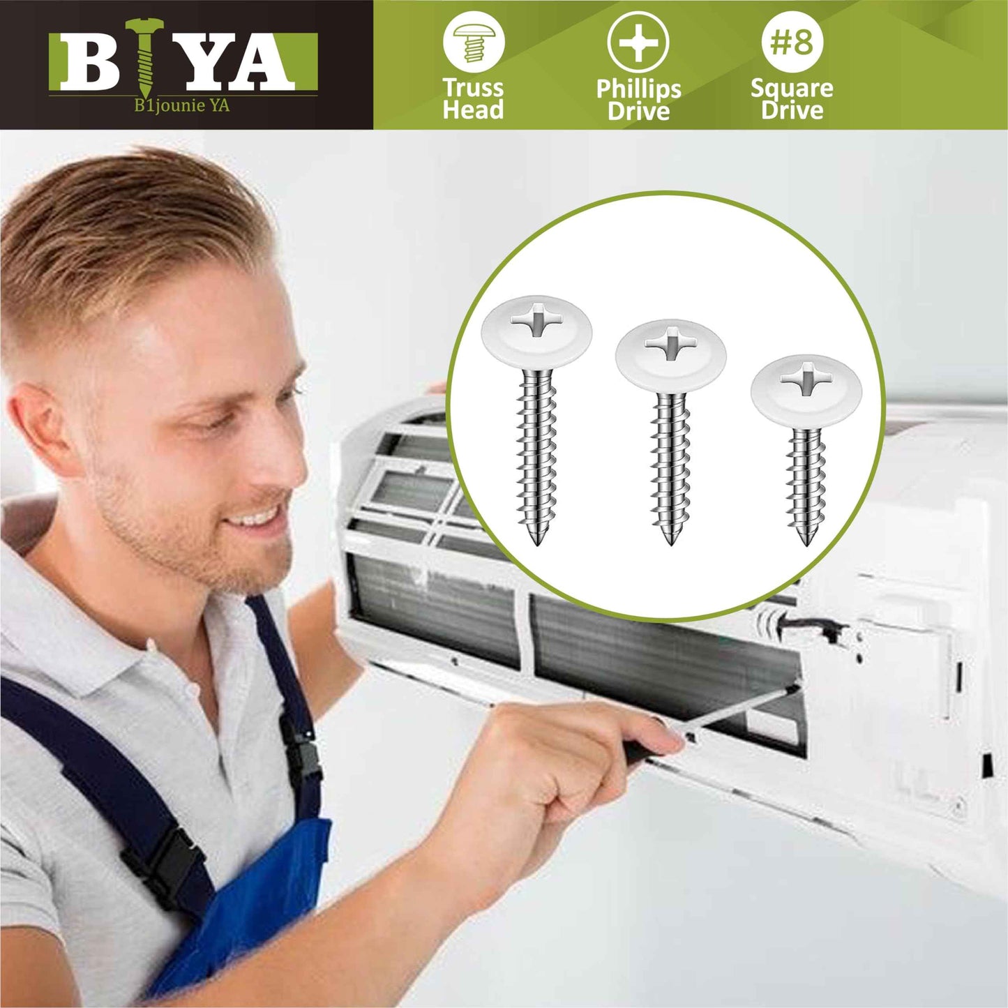 White Head Screws,240pcs #8 Thread Truss Head Fast Self Tapping White Pan Cabinet Screws Wood Work for Wall Plates, 1/2 Inch, 3/4 Inch, 1 Inch