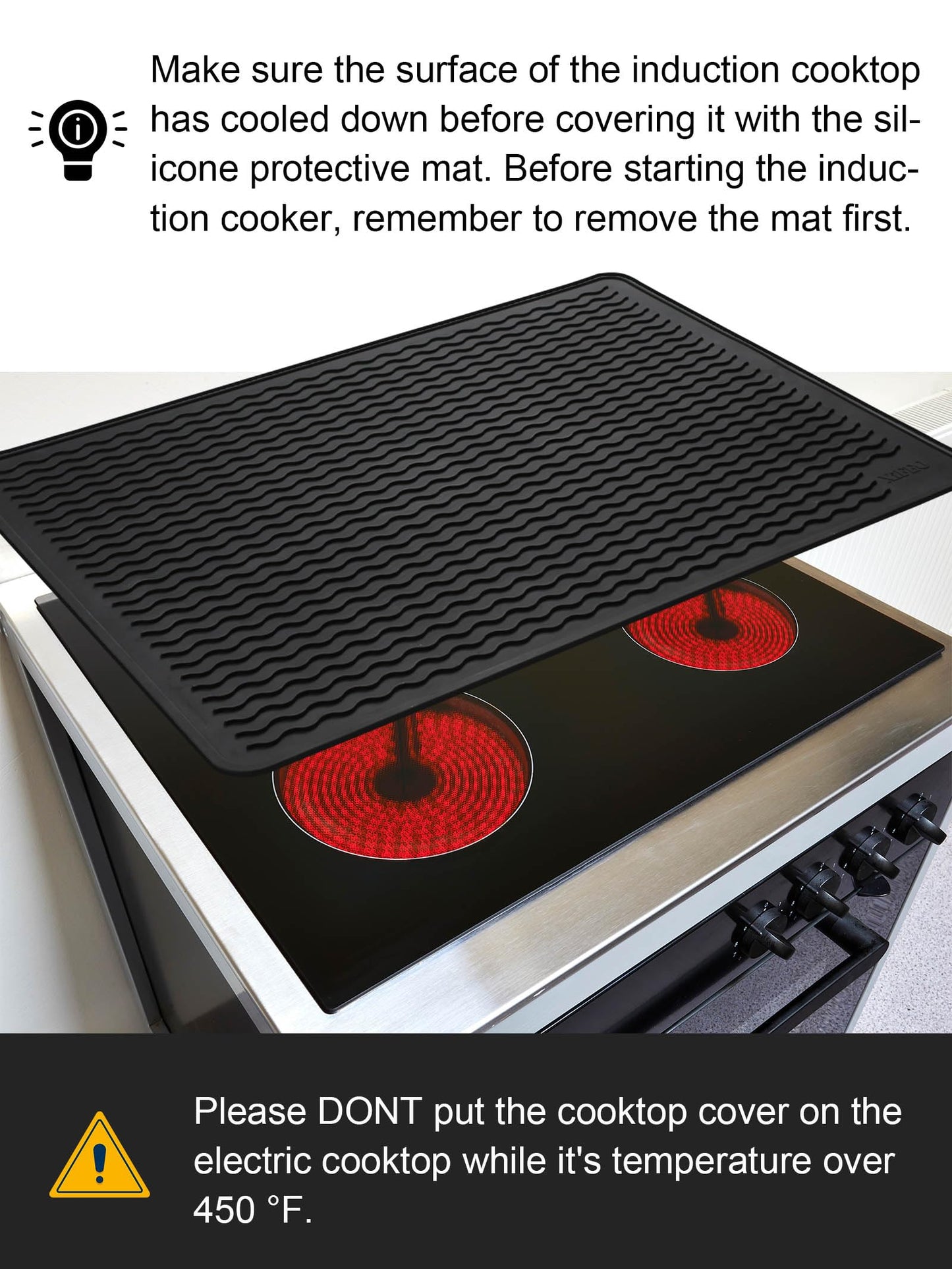 XiFEO Stove Top Covers for Electric Stove, Food Grade Heavy Duty Silicone Glass Stove Top Cover Protector, Induction Cooktop Protector, Heat Resistant Range Ceramic Stove Top Covers Mat, Oven Cover