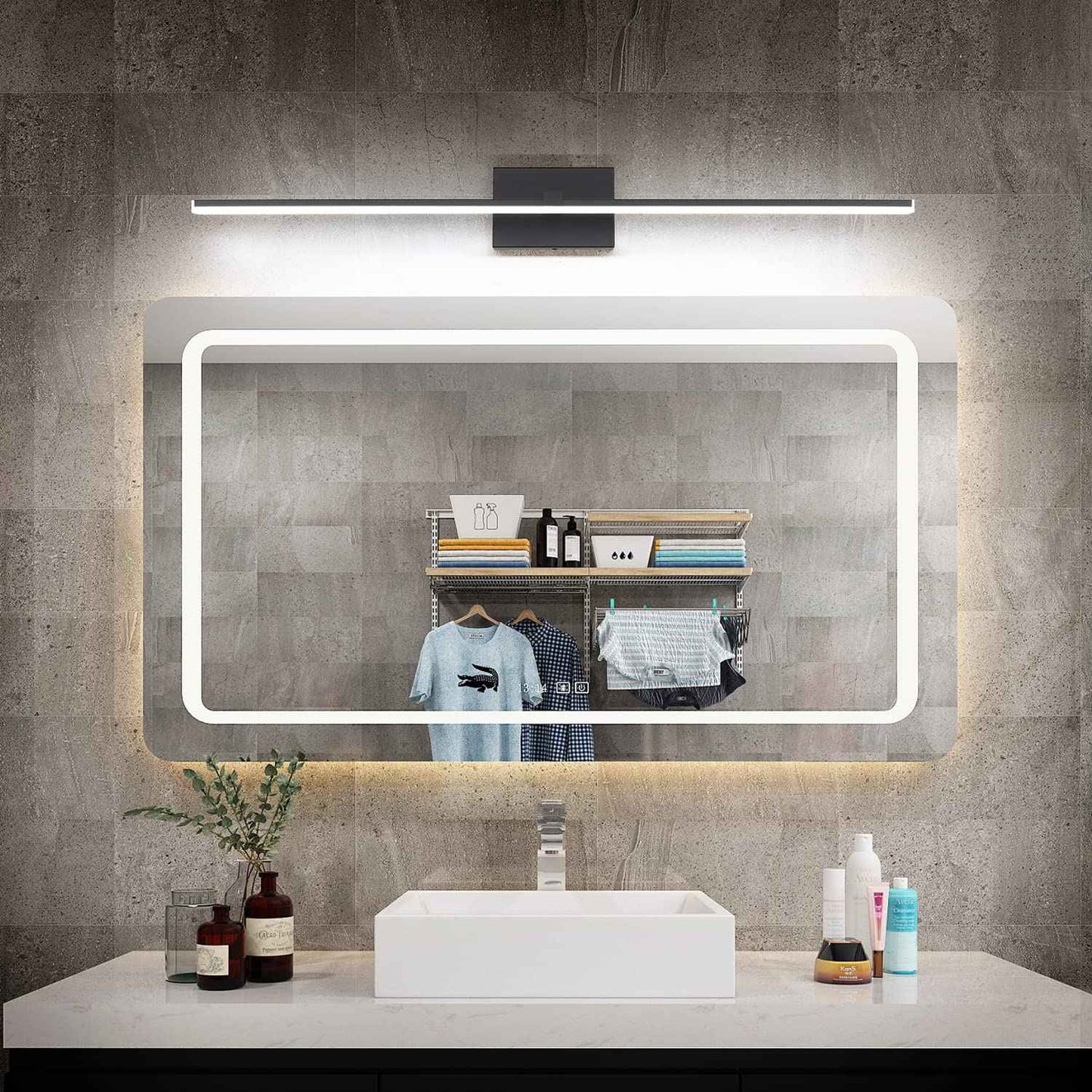 ZUZITO Modern LED Dimmable Vanity Light 40 inch Matte Black Bathroom Wall Lighting Fixtures