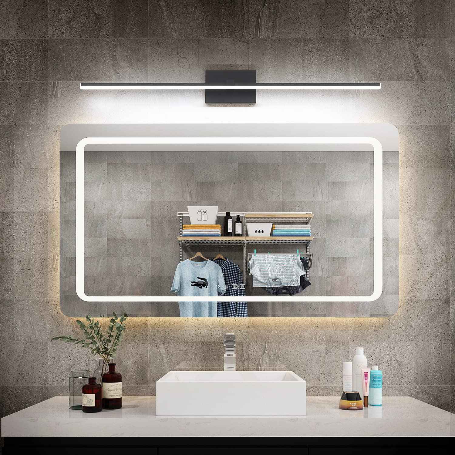 ZUZITO Modern LED Dimmable Vanity Light 40 inch Matte Black Bathroom Wall Lighting Fixtures