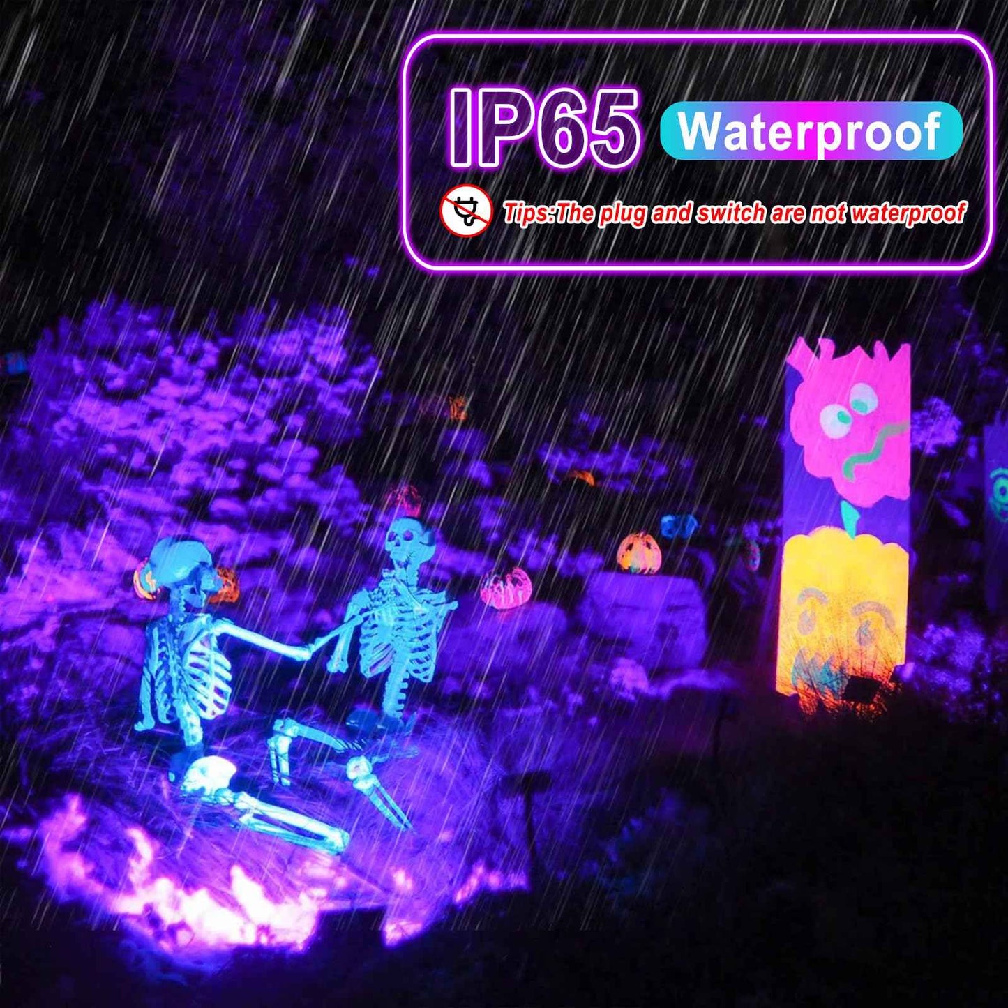 Akpgf 2 Pack 50W Black Light, LED Blacklight with US Plug and Switch, Black Lights for Glow and Neon Parties, Halloween, Body Painting, Birthday Party, Fluorescent Painting and Tapestry