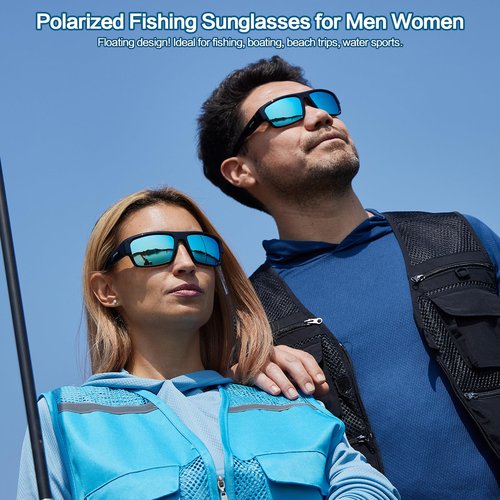 Jefoo Polarized Sunglasses for Men Women, Fishing Cycling Running Driving Golf Sports Floating Square Glasses UV Protection