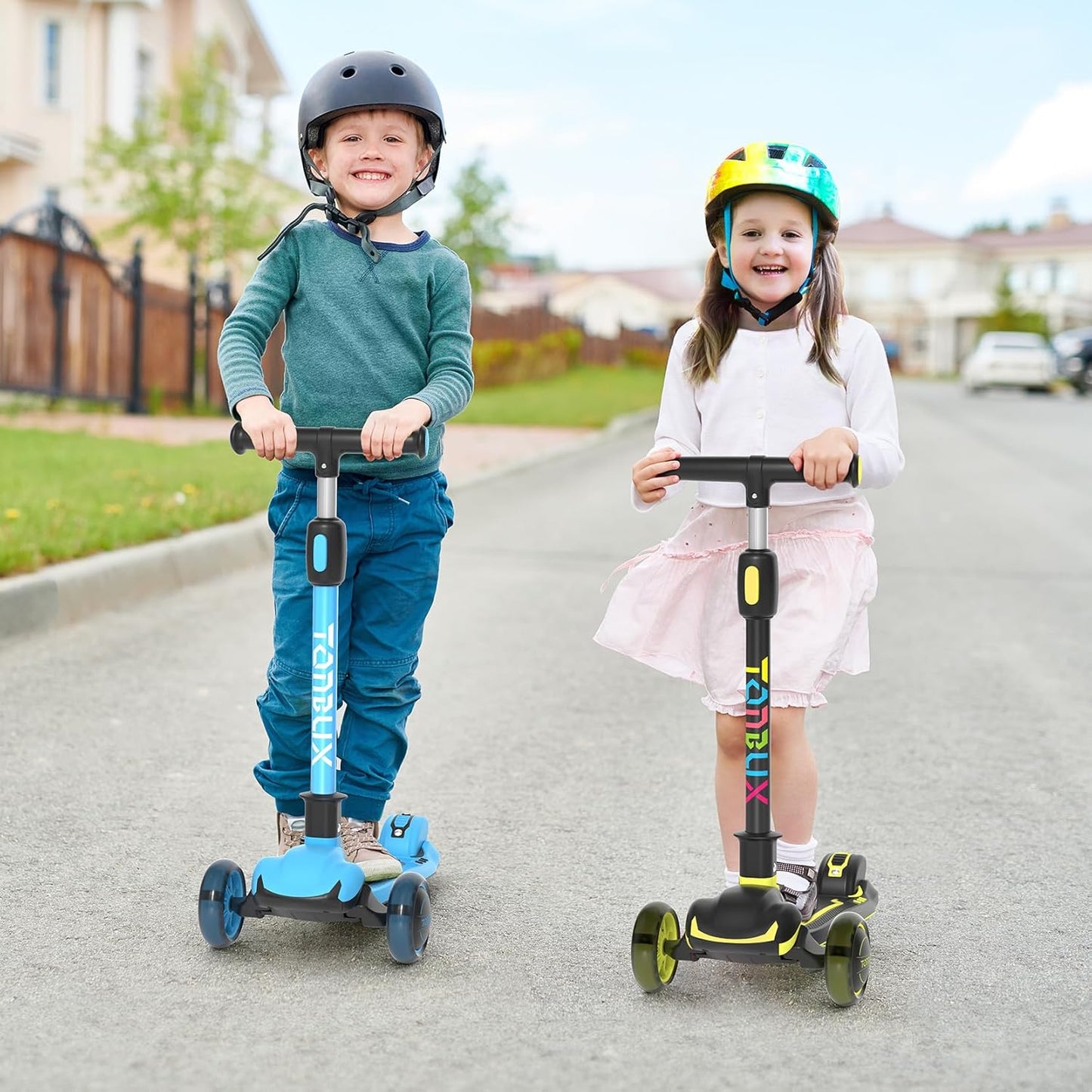 TONBUX Kids Scooter - Light-Up 3-Wheel Kick Scooter for Ages 3-12 | Adjustable Height & Anti-Slip Deck