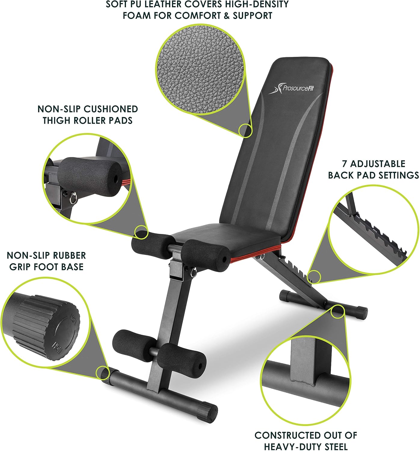 ProsourceFit Weight Bench - Versatile Weight Training for Home & Gym Fitness | Full Body Workout