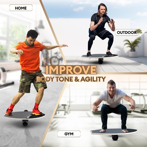 Yes4All 2-in-1 Balance Boards Set, 9 Adjustable Modes Surf Trainer, Wobble Board Exercise for Adults, Includes Roller & Ball