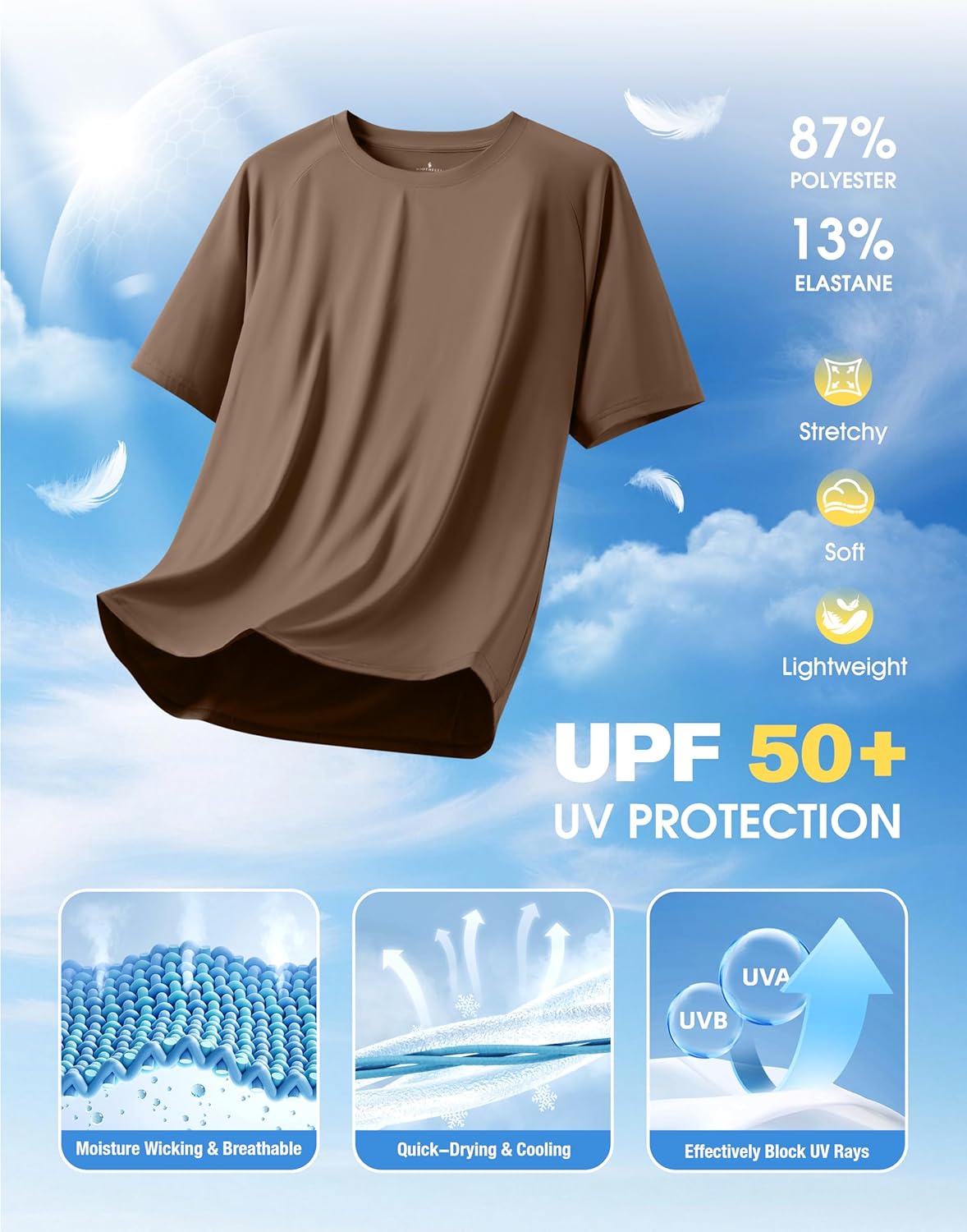 Soothfeel Men's Quick-Dry Athletic Running Shirts - Short Sleeve Moisture-Wicking Gym Tees