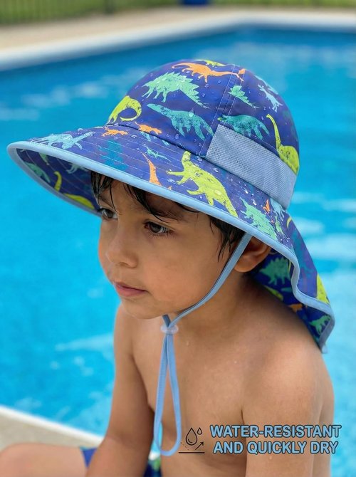 Icolor Kids Sun Hat - UPF50+ Sun Protection Bucket Hat with Neck Flap | Toddler Summer Beach Hat for Ages 3-10