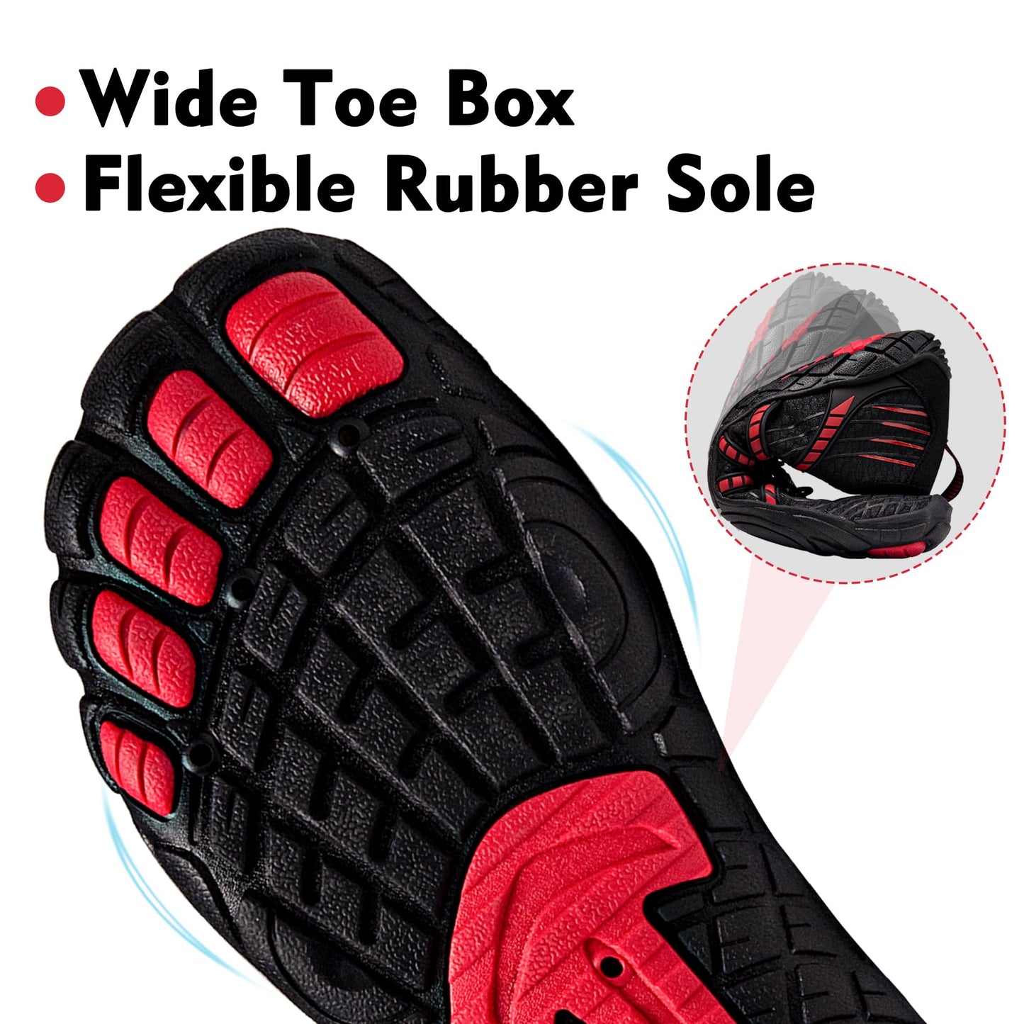 Water Shoes for Women and Men - Quick-Dry Lightweight Swim Shoes for Beach,Pool,Hiking Black/Red
