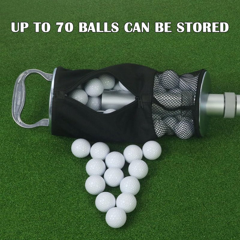 HOW TRUE Golf Ball Shag Bag With Detachable Aluminum Alloy Tube, Ball Retriever, Hold up to 70 Balls