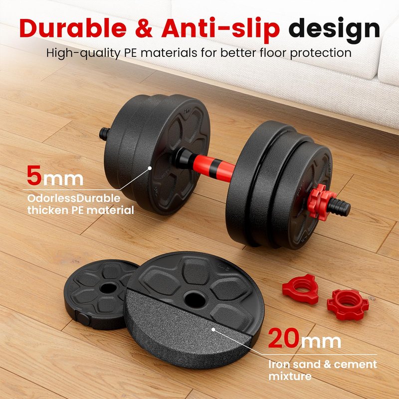 BDSHE Adjustable Dumbbell Set, 45lbs Free Weight Set with Upgraded Nut,4 in1 Dumbbells Set Used as Barbell, Kettlebells, Push up Stand, Weight Set for Home Gym Suitable Men/Women