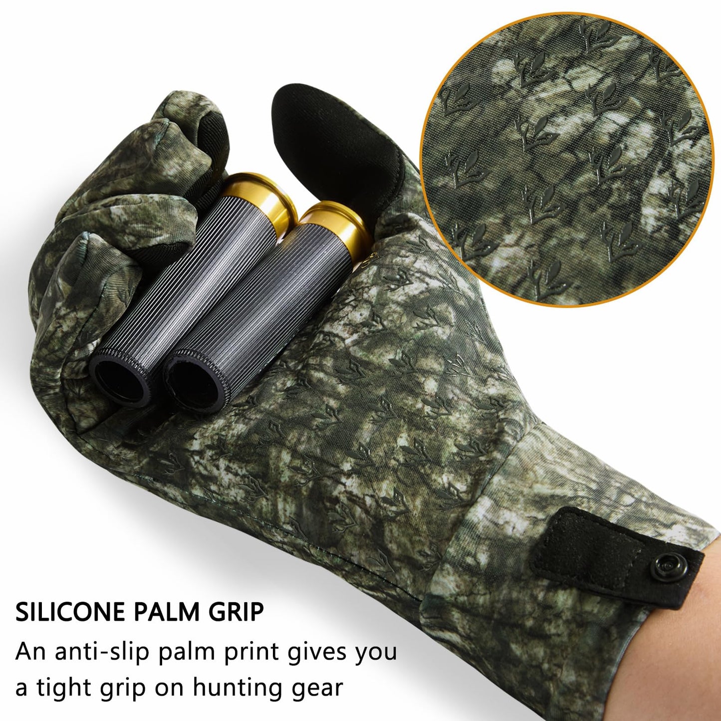 BASSDASH Camo Hunting Gloves Touchscreen Lightweight Glove for Warm Weather Turkey Fishing Outdoor Activities HG08