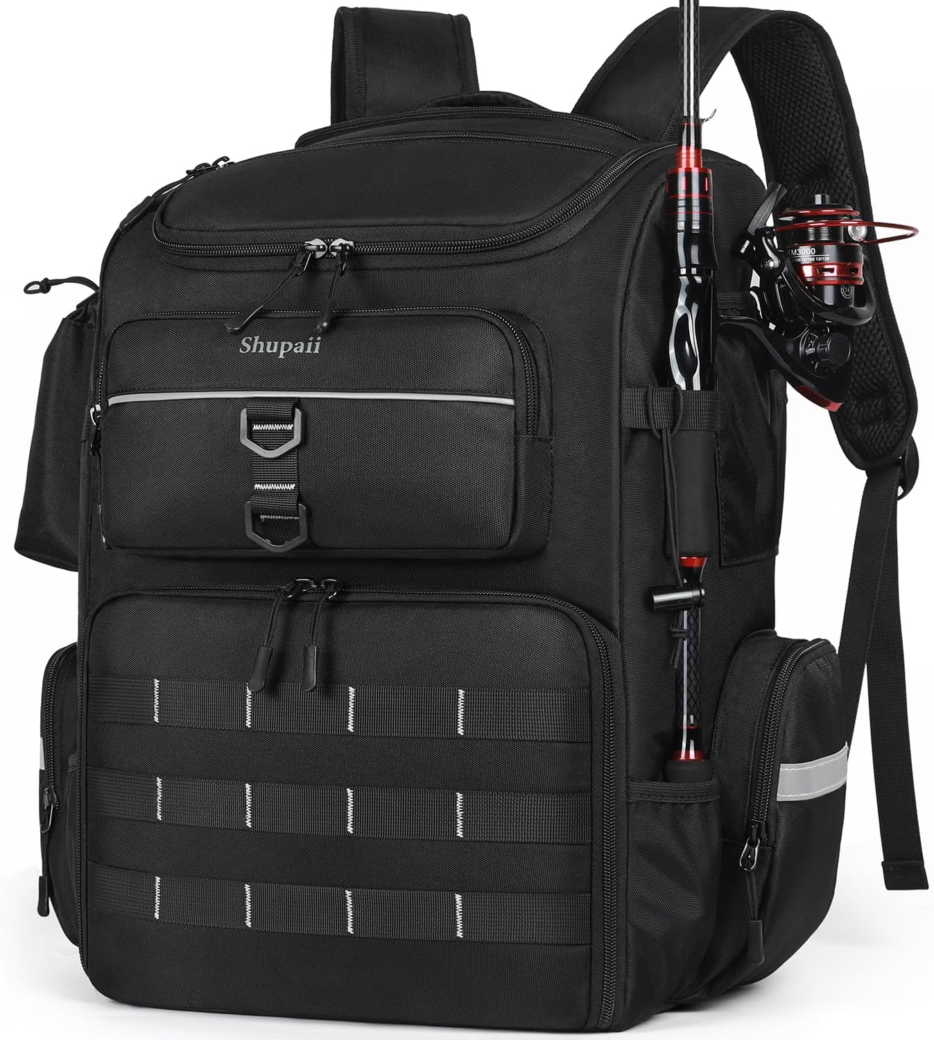 Skiennix Large Fishing Backpack - Waterproof Design with Rod Holders | 45L Tackle Box for Men