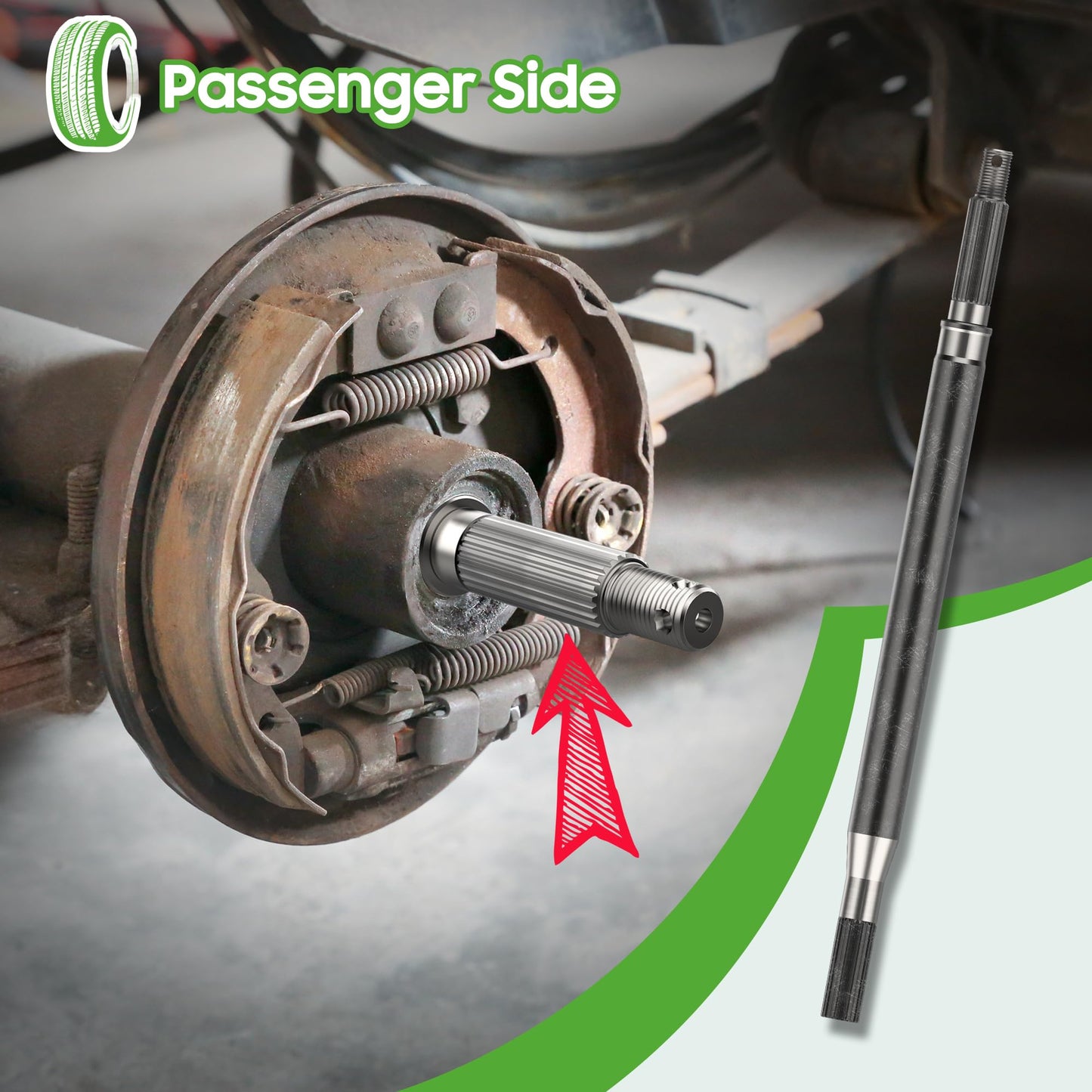 10L0L Passenger Side Golf Cart Rear Wheel Axle Shaft Fits EZGO TXT Electric 1994-Up,Replaces OEM #20377G12