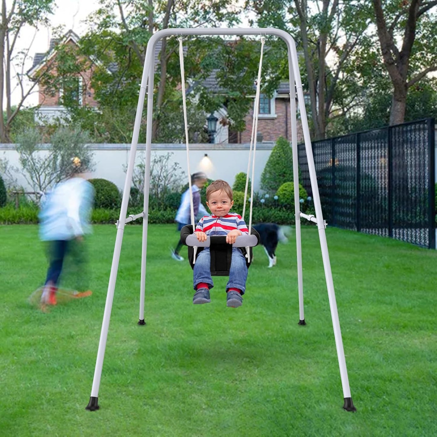 Skiennix 2-in-1 Baby Jumper & Swing - Versatile Indoor/Outdoor Use, Foldable Stand (Black)